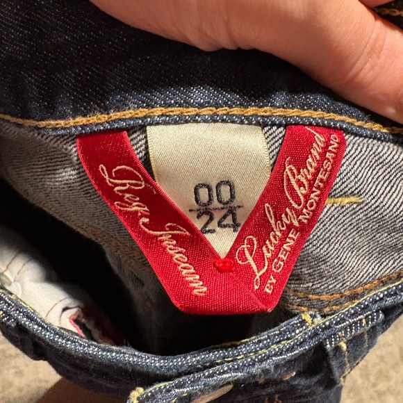 Lucky Brand Dark Blue Straight Leg Raw Hem Jeans‎- Size 00 - Picture 3 of 4